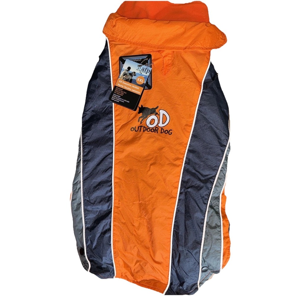 All For Paws Dog Jacket All Seasons Waterproof Warm Orange Gray Sz XXL MWT